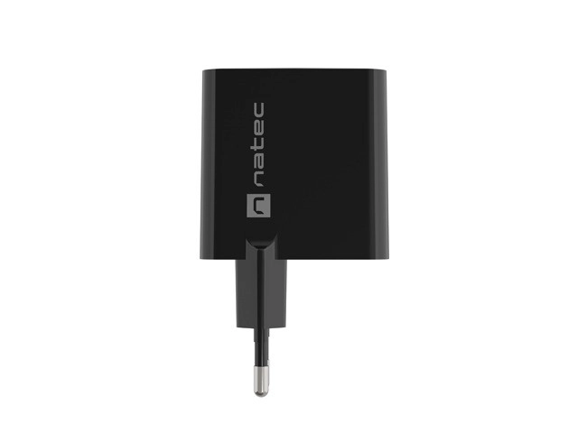 Hálózati töltő Natec Ribera GAN USB-A és USB-C 45W fekete