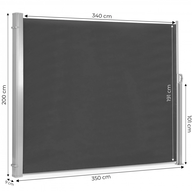 Felhajtható oldal napellenző 350x200 cm védőfedél kerthez vagy teraszhoz antracit MultiGarden