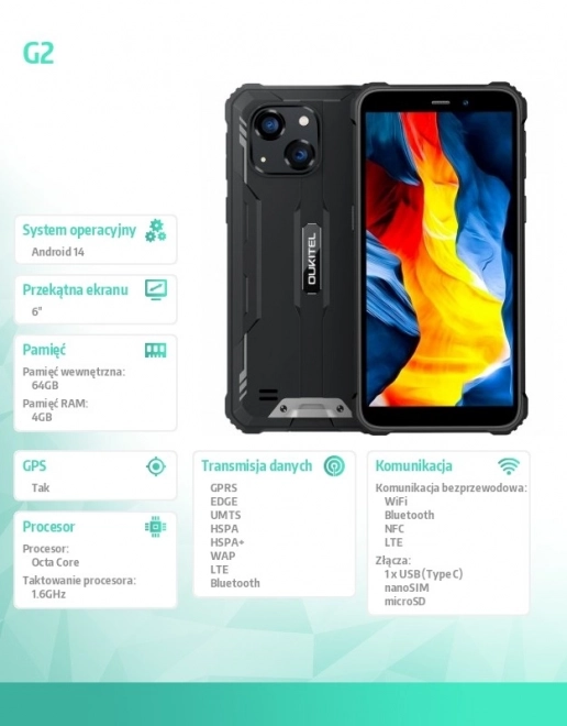 Czarny okostelefon 4G IP69K 64GB