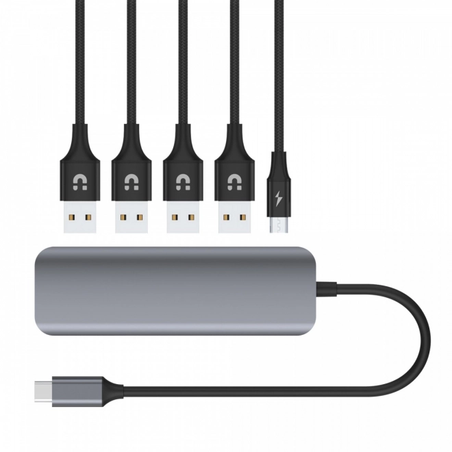 USB elosztó 4x USB 3.1 Gen1 mikroUSB táplálás