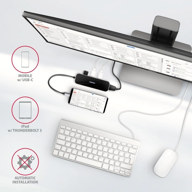 Wieloport USB-C hub 4x USB-A + HDMI, PD 100W