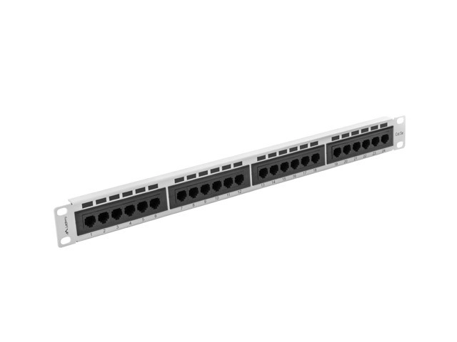 Szürke 24 portos patch panel 1U Kat.5E