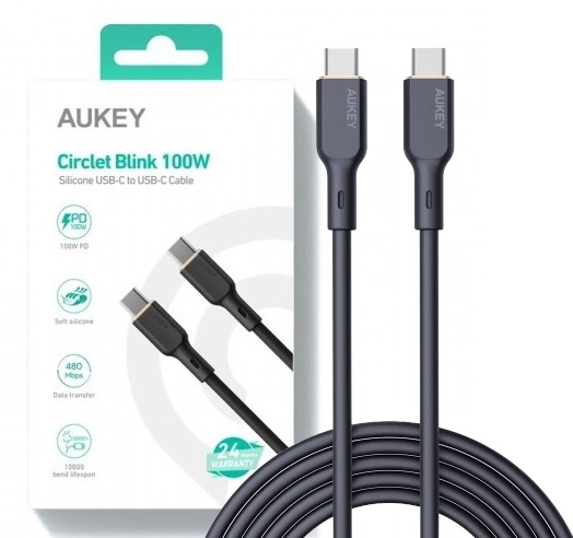 Aukey USB-C kábel fekete, 1,8 m