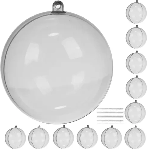 Átlátszó, szétnyitható karácsonyi gömbök 8 cm – 12 darabos RUHHY készlet