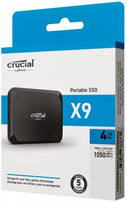 Crucial X9 hordozható SSD 4TB USB-C