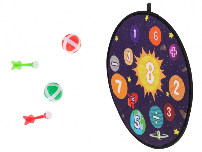 Gyerekeknek szánt űr darts játék tépőzáras labdákkal 36cm