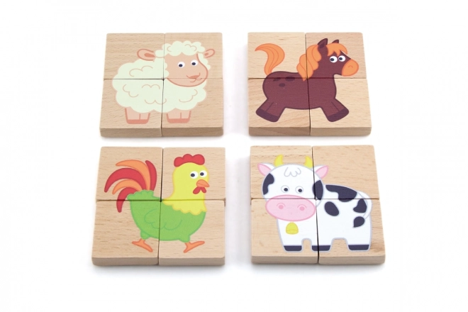 Fa mágneses puzzle állatos képekkel