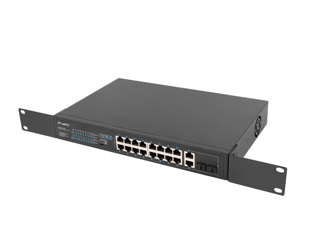 Niezarządzalny PoE+ switch 16 portos Gigabit Ethernet 250W rackhez