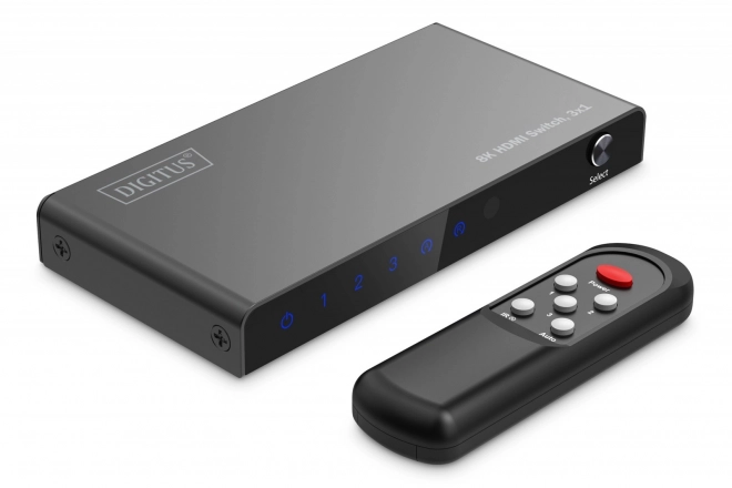 Hdmi kapcsoló 8K 3x1, távirányítóval, fekete