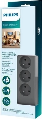 Philips szürke elosztó 2m 4 aljzat