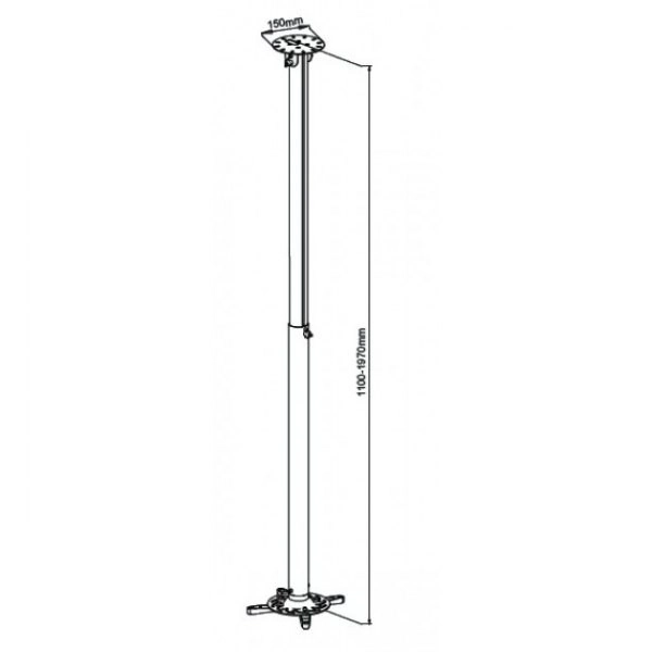 Süllyeszthető projektor kar 110-190cm, 15kg, ezüst