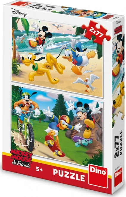Dino puzzle sportoló Mickey és barátai 2x77 darabos