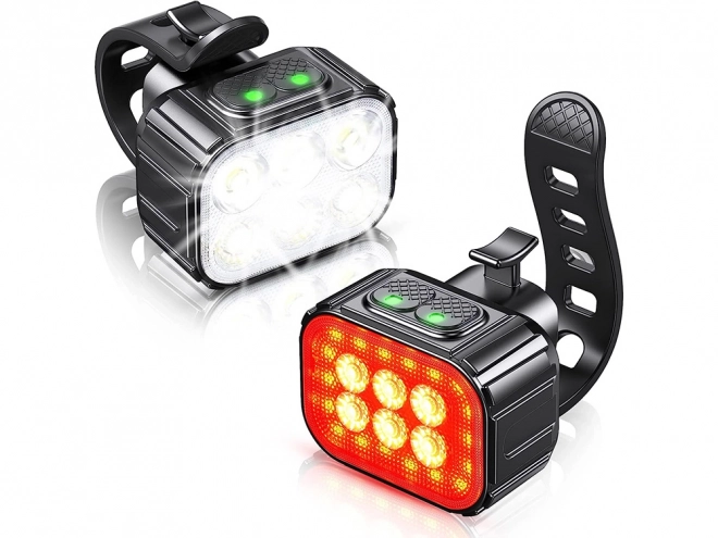 LED kerékpárlámpa elülső és hátsó készlet, USB újratölthető