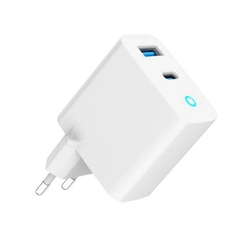 Gyors töltő USB-A/C GaN LED 65W PD QC3.0 fehér