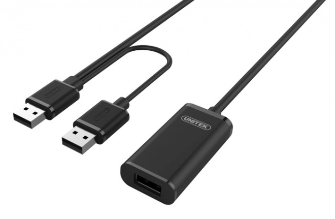 Aktív USB 2.0 hosszabbító kábel 20m fekete