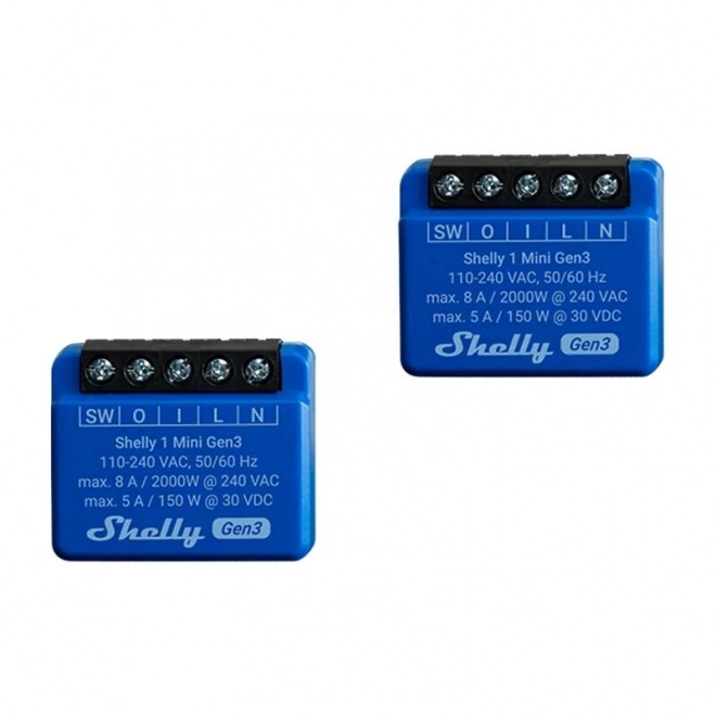 Shelly 1 Mini Gen3 vezeték nélküli vezérlőkészlet 2 darabos