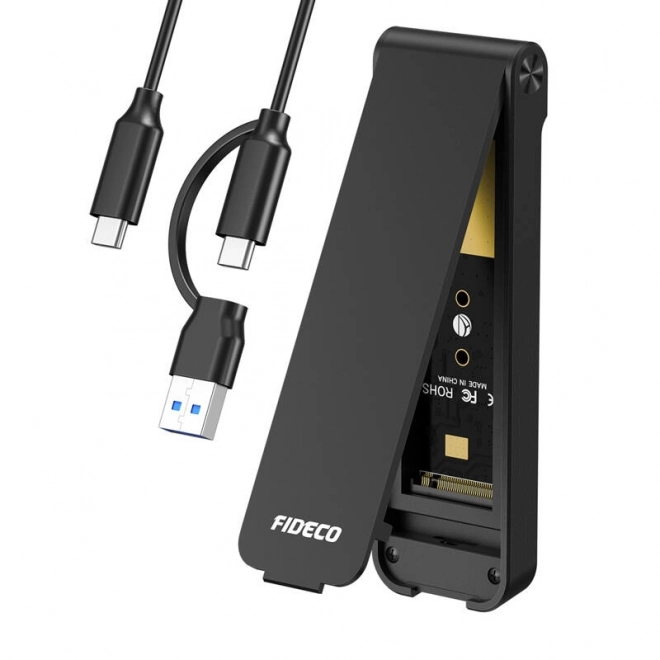 Fideco SSD M.2 NVMe ház fekete USB-C/USB 3.2 csatlakozással