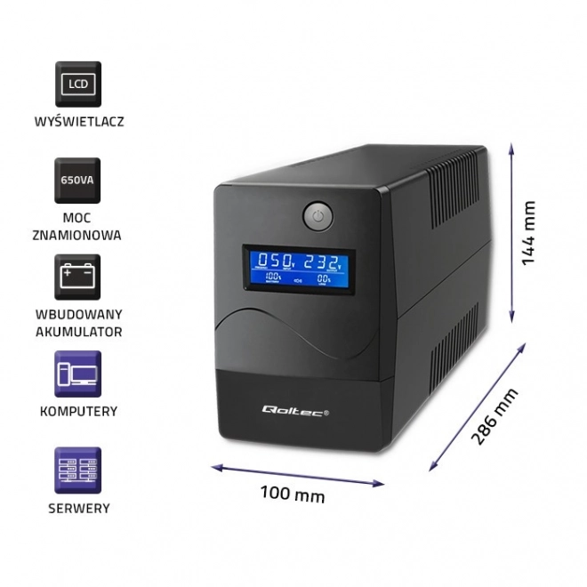 UPS szünetmentes tápegység Monolith 650VA 360W LCD USB RJ45