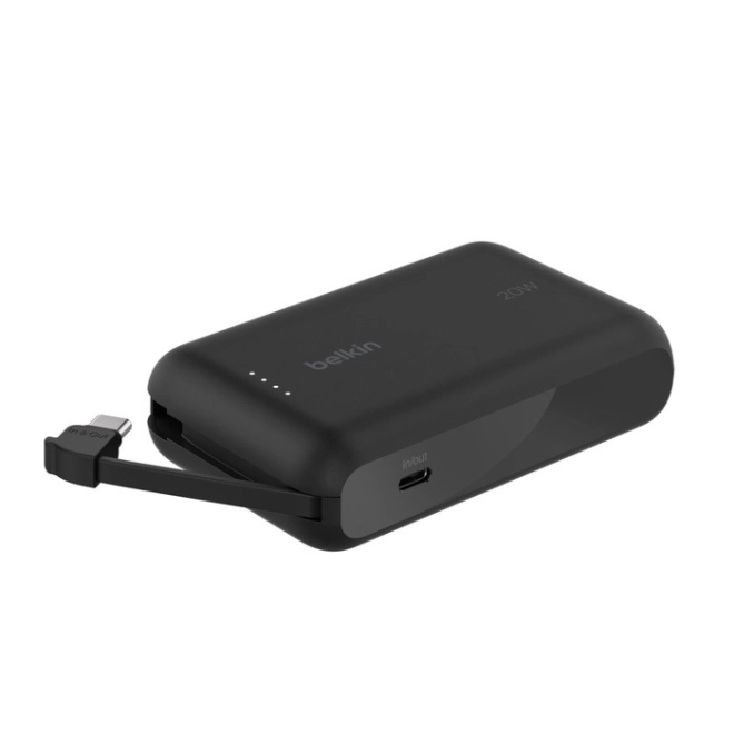 Powerbank BoostCharge 10000 mAh 20w beépített C-kábel, C-port, fekete