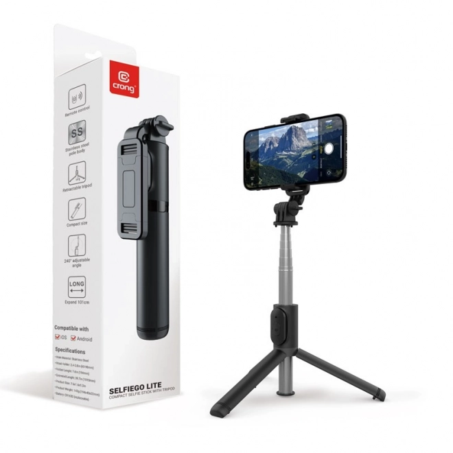 Kompakt selfie stick és tripod Bluetooth-tal