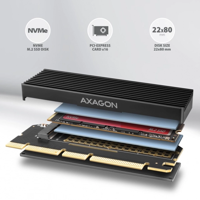 PCIE M.2 NVMe adapter hűtőbordával
