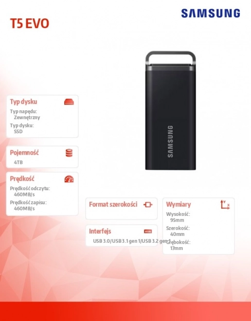 Samsung külső SSD T5 EVO 4TB USB3.2 GEN.1 fekete