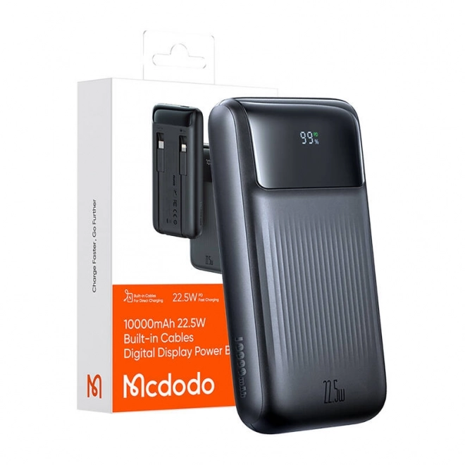 Digitális kijelzős Mcdodo powerbank 10000mAh, 22,5W, fekete