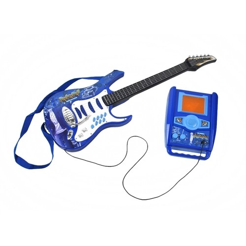Elektromos gitár mikrofon és erősítővel gyerekeknek