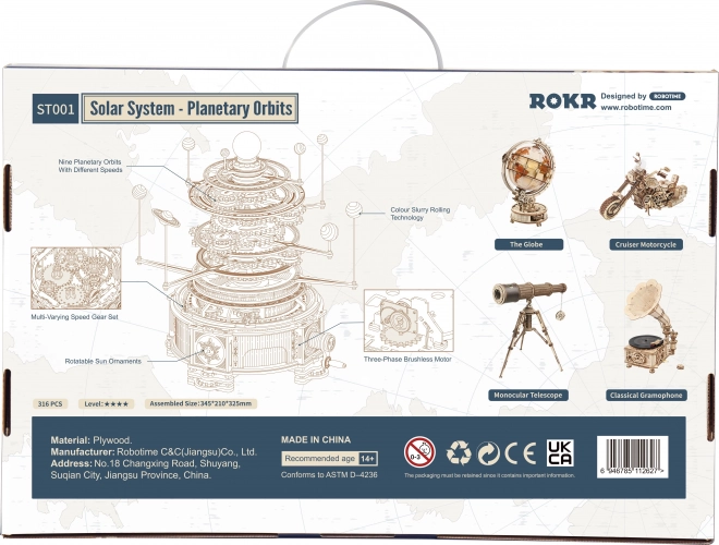 Rokr 3D fa puzzle Naprendszer - Orrery