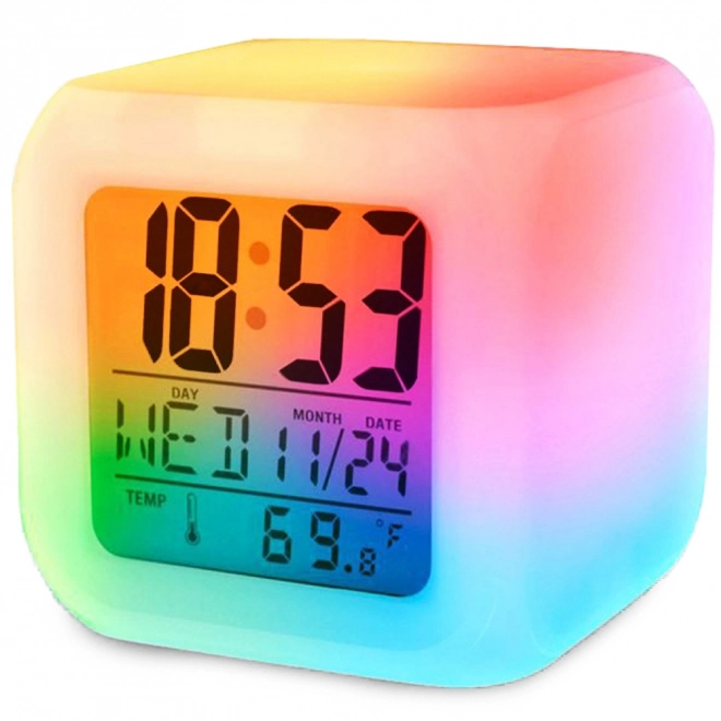Színváltós LCD kijelzős ébresztőóra hőmérővel