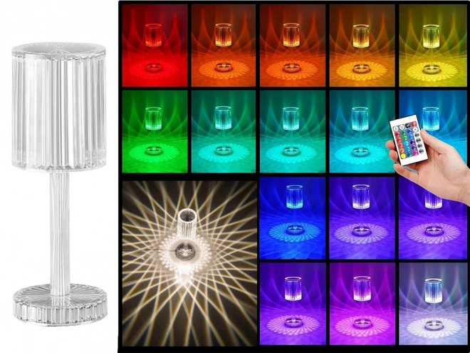 kristály asztali éjjeli lámpa led rgb usb vezérlővel