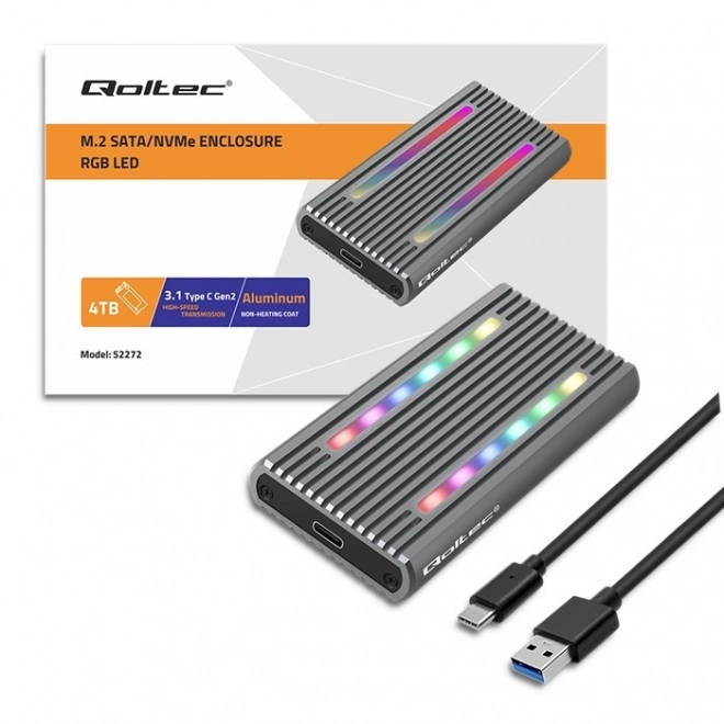Külső ház M.2 SSD-hez RGB LED-el