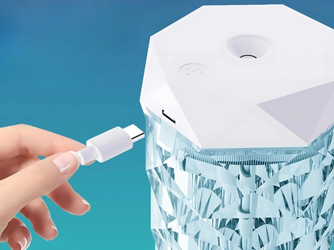 Levegő párásító és aroma diffúzor USB RGB kristályokkal