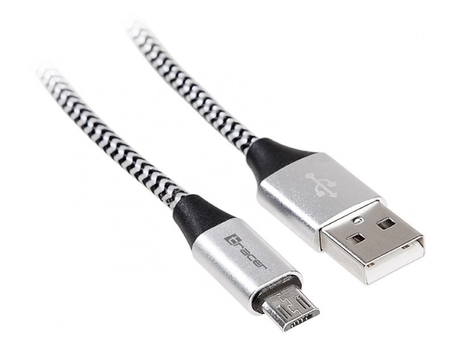 Fekete-ezüst USB 2.0 AM-mikro kábel 1m