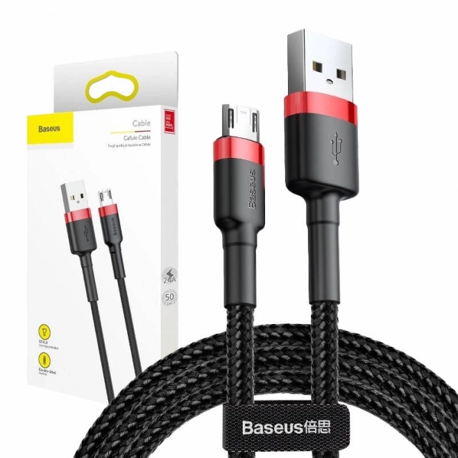 kábel baseus cafule micro usb 2,4a 1m piros-fekete