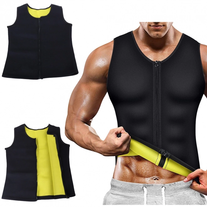 Férfi fitnesz neoprén karcsúsító póló cipzárral – Méret L