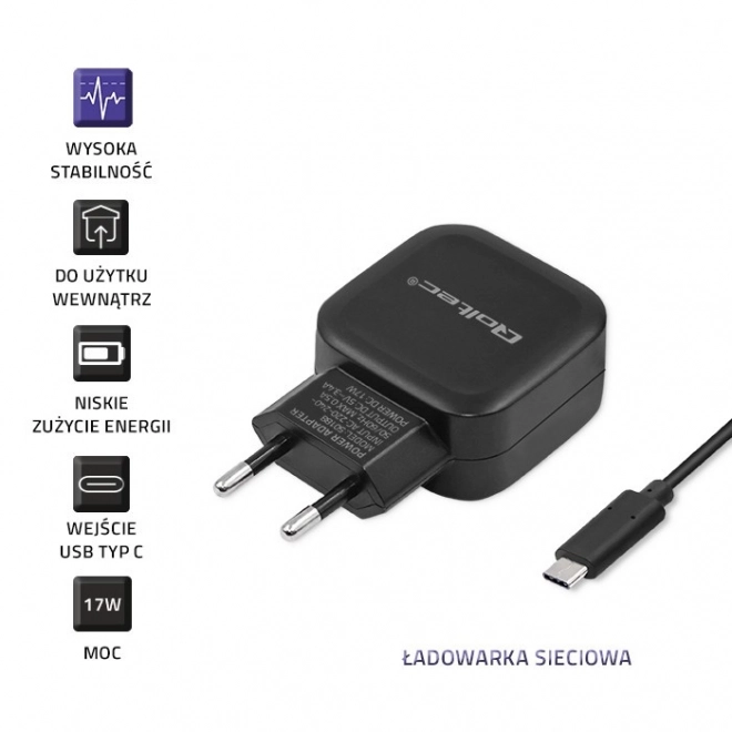 Hálózati töltő 17W 2xUSB csatlakozóval + USB-C kábel