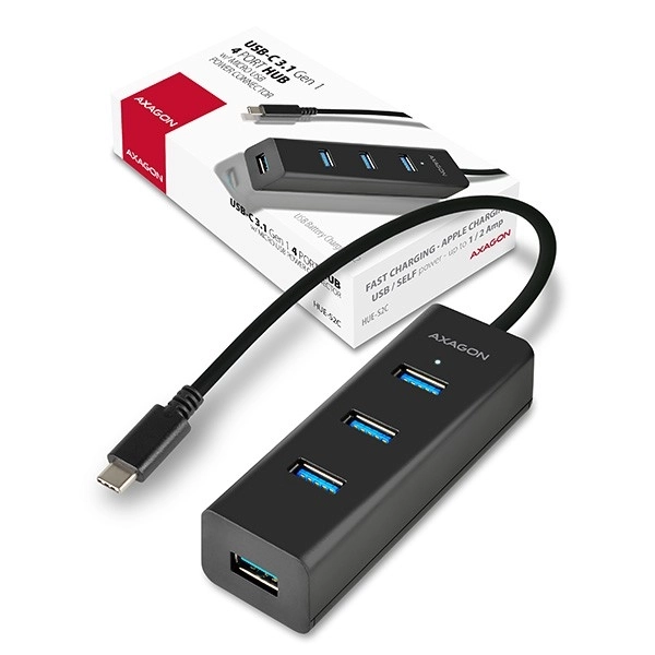 Négypórtós USB-C hub gyors töltéssel és microUSB táppal