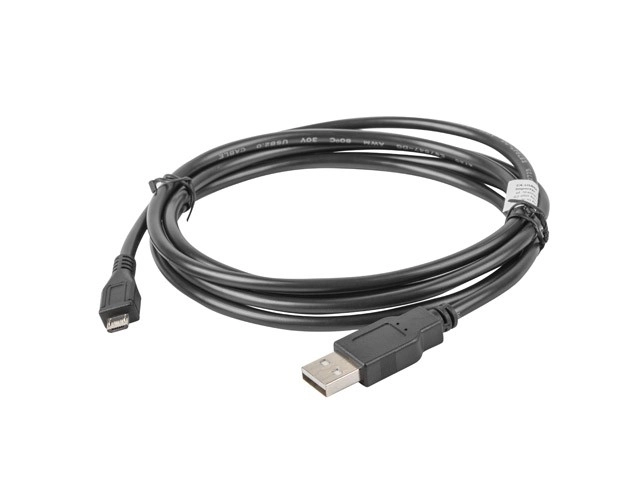 Fekete USB 2.0 Mikro USB Kábel 1.8m