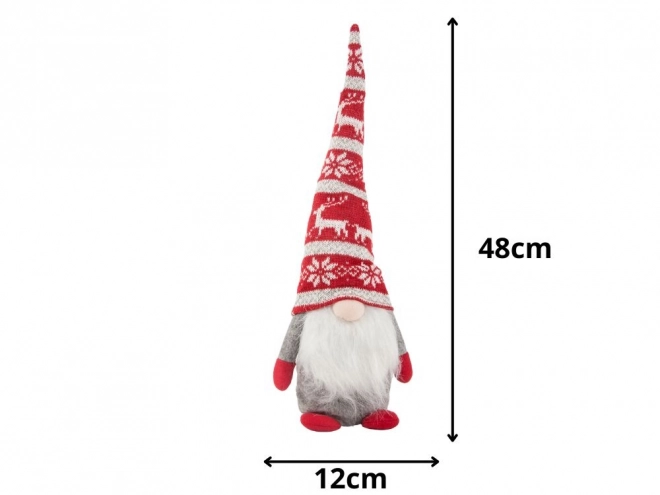 Karácsonyi szürke gnóm szakállal, karácsonyfadísz, 48 cm, puha