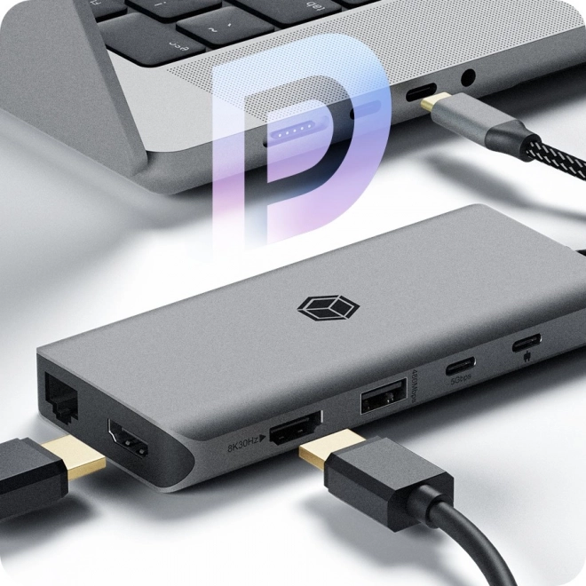 Icy Box 12 az 1-ben USB-C dokkolóállomás 100W PD-vel