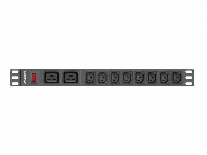 19 colos 1U rack áramelosztó PDU 16A 2X C19 8X IEC C13 fekete