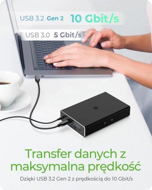 Külső RAID ház 2,5 SATA HDD-hez USB 3.2 Gen 2-vel