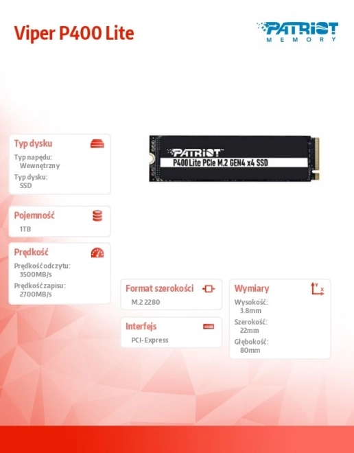 Viper P400 Lite 1TB SSD meghajtó