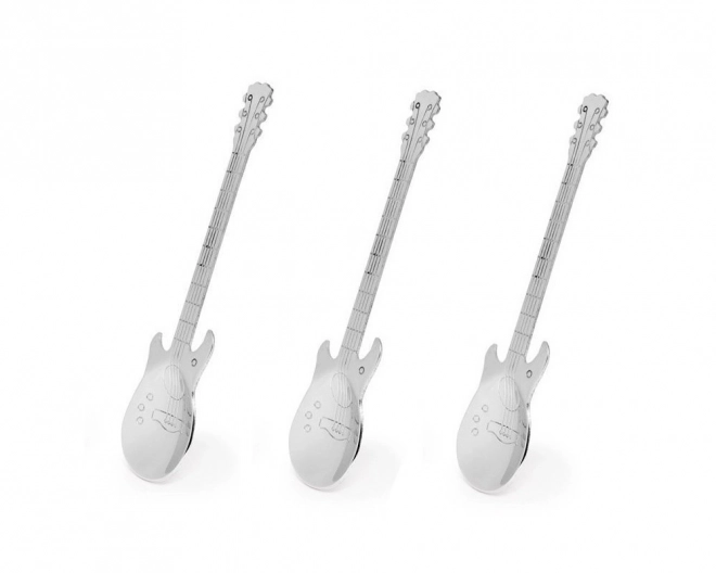 Gitár alakú fém teáskanál 3 db ezüst