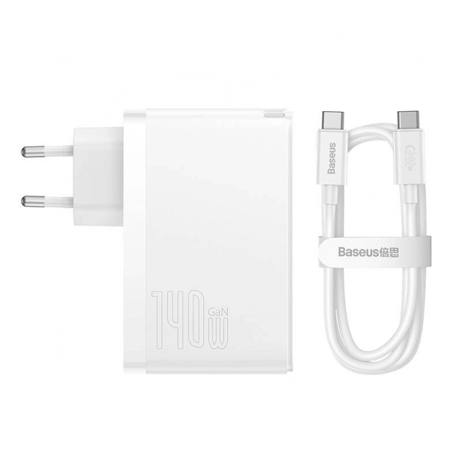 Fali töltő Fehér 140W Baseus GaN5 Pro 2xUSB-C + USB