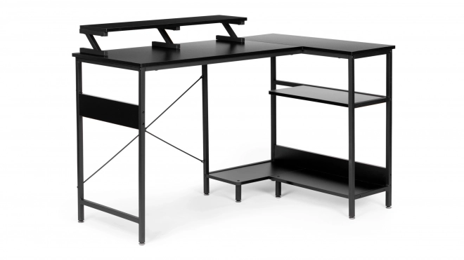 Modernhome modern sarok íróasztal 3 fekete polccal