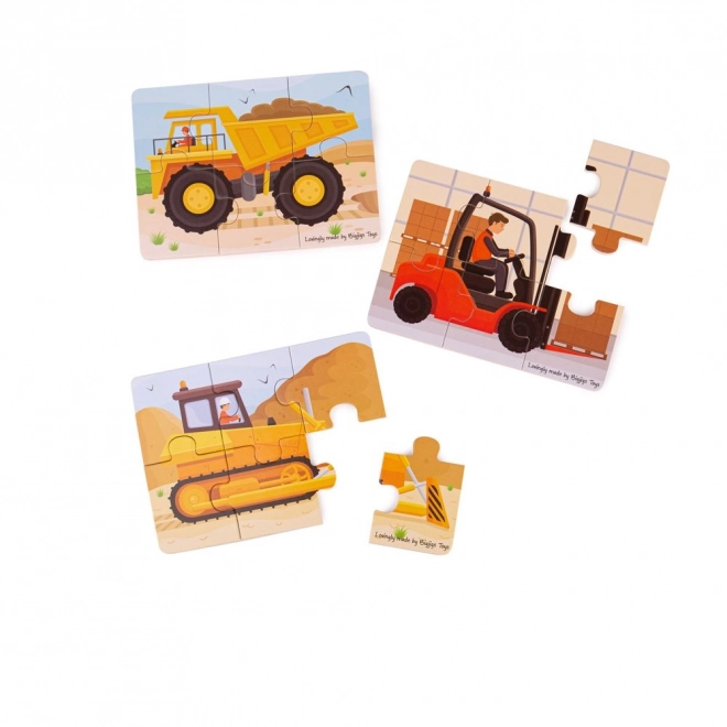 Építkezési járművek 3 az 1-ben puzzle - Bigjigs Toys