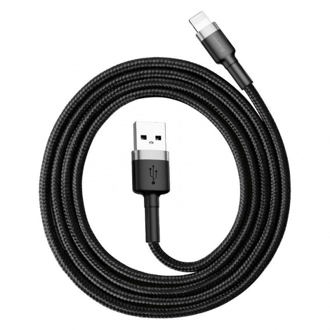 baseus lightning usb kábel 2,4 a 0,5 m szürke-fekete