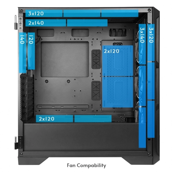 Apex lumo játékszámítógép ház 4 ARGB ventilátorral